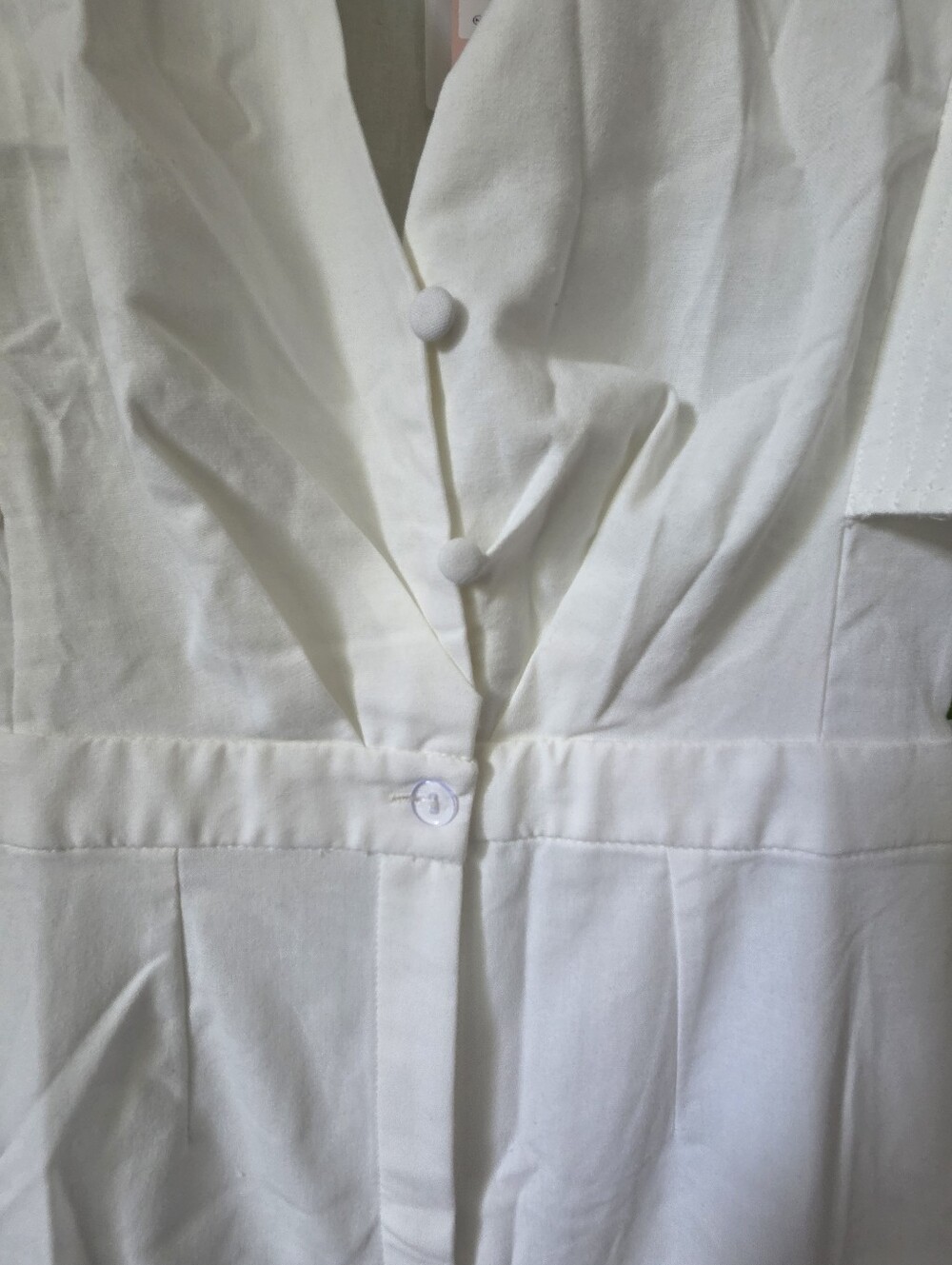 White Sleeveless Micas V-Neck Shirt Dress - Picture 3 of 9